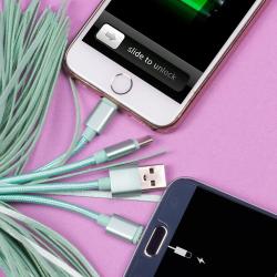 Pusheen Cable de carga USB 3in1 con llavero Tassel