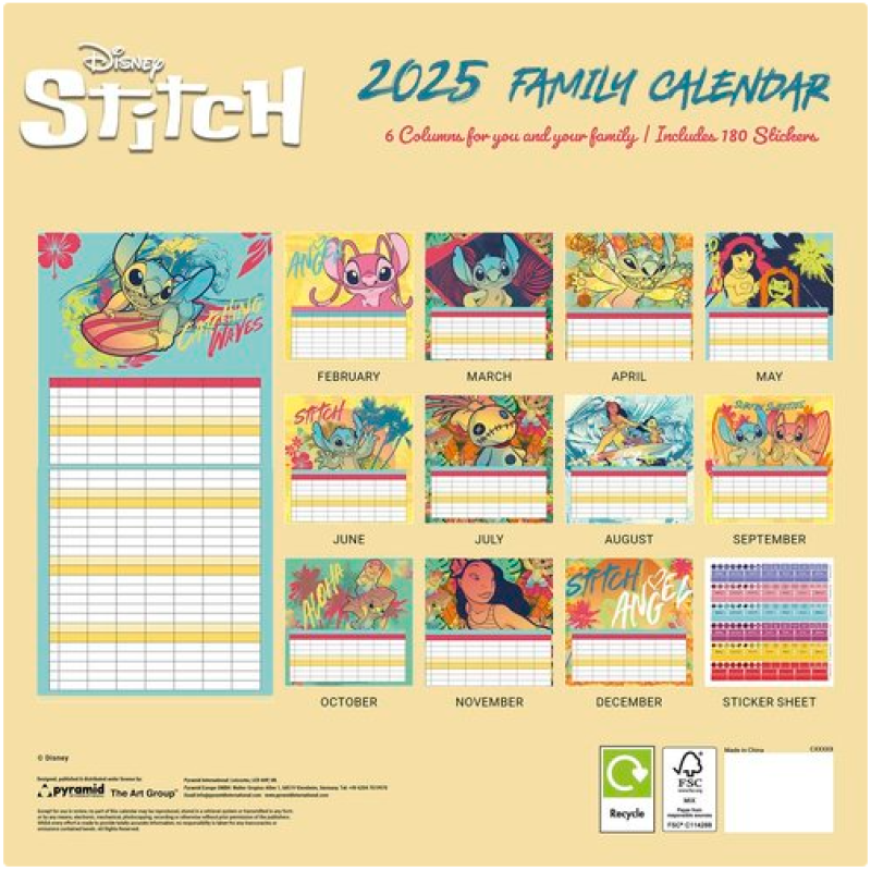 Calendario planificador familiar Stitch Disney