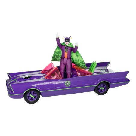 DC Retro Figura y vehículo Batman 66 Batmobil with Joker (Gold Label