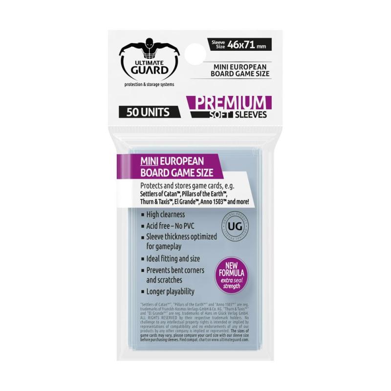 Ultimate Guard Premium Soft Sleeves Fundas de Cartas del Juego de Mesa Mini European (50
