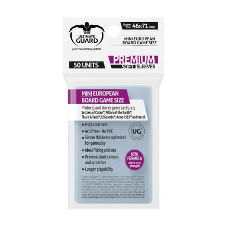 Ultimate Guard Premium Soft Sleeves Fundas de Cartas del Juego de Mesa Mini European (50