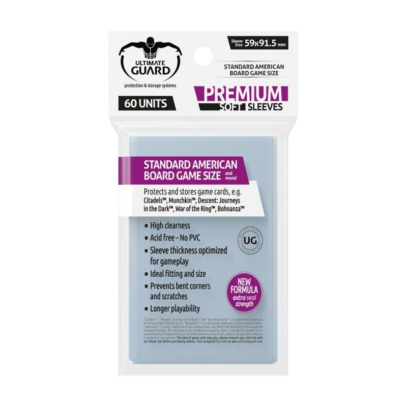 Ultimate Guard Premium Soft Sleeves Fundas de Cartas del Juego de Mesa Standard American (60