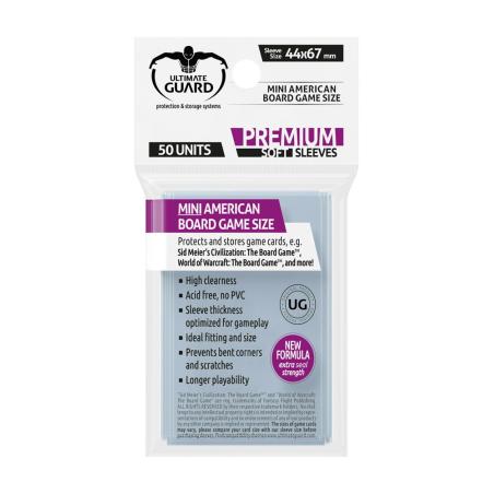 Ultimate Guard Premium Soft Sleeves Fundas de Cartas del Juego de Mesa Mini American (50