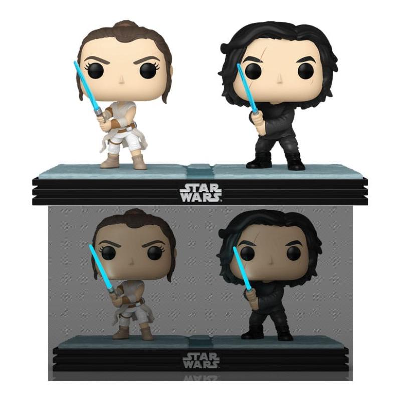 Star Wars Pack de 2 POP! Movie Moments Vinyl Cabezón Kylo & Rey 9 cm