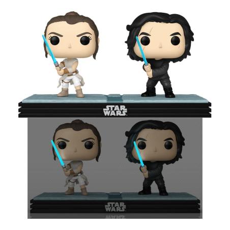 Star Wars Pack de 2 POP! Movie Moments Vinyl Cabezón Kylo & Rey 9 cm