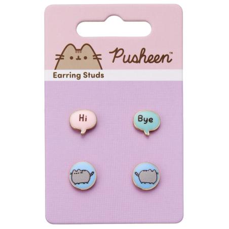 Set 3 pares pendientes Hi Bye Pusheen