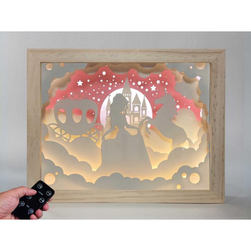 Lampara Princesa y Unicornio madera