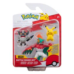 Pokémon Pack de 3 Figuras Battle Figure Set Pikachu #8, Perrserker, Hawlucha 5 cm