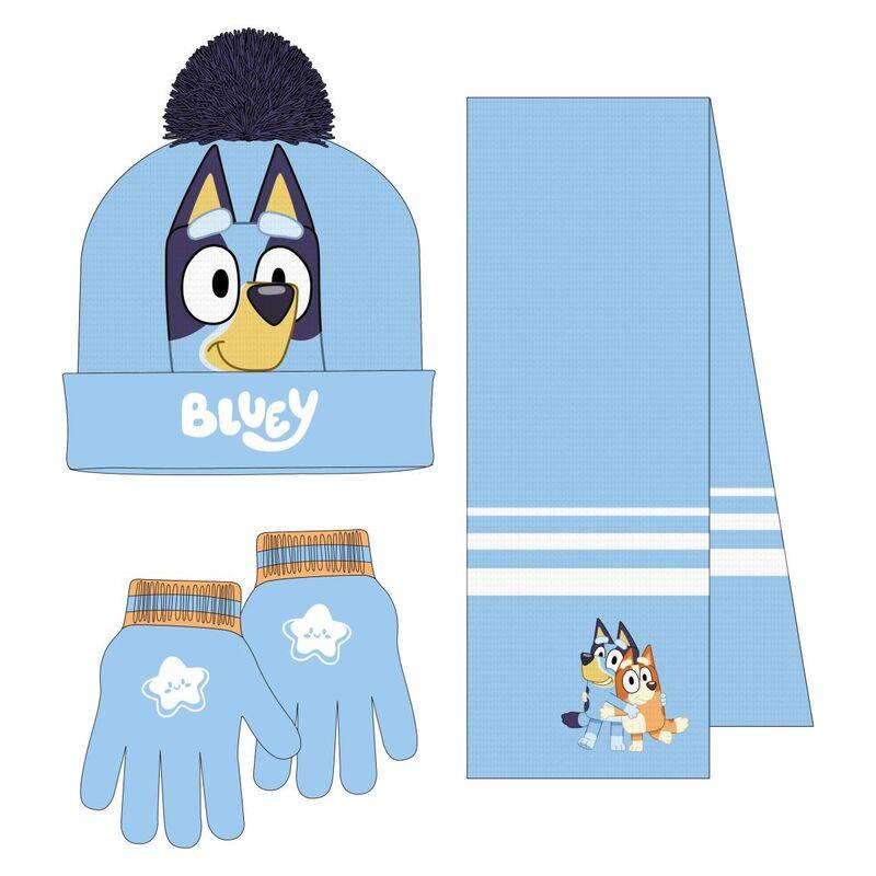 Conjunto gorro guantes braga cuello Bluey