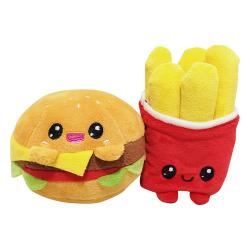 Pakc de 2 peluches Yummis Together Burger & Fries in Take Away Bag 21 cm