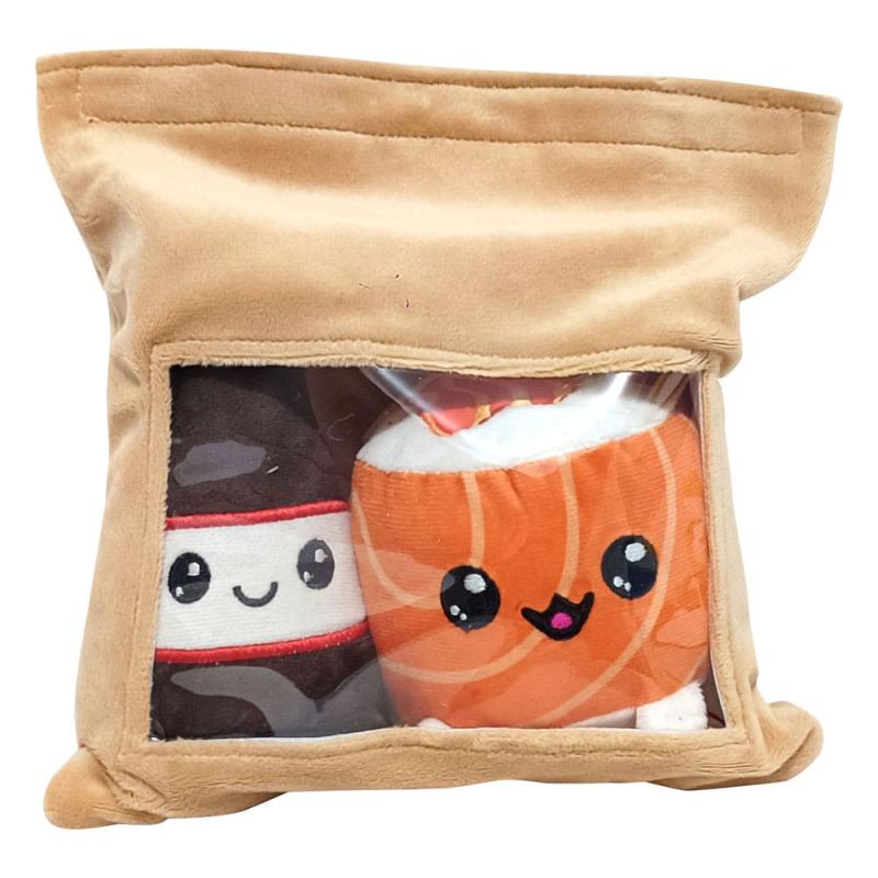 Pakc de 2 peluches Yummis Together Uramaki & Soya in Take Away Bag 21 cm