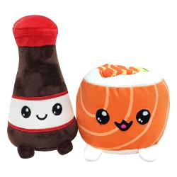 Pakc de 2 peluches Yummis Together Uramaki & Soya in Take Away Bag 21 cm