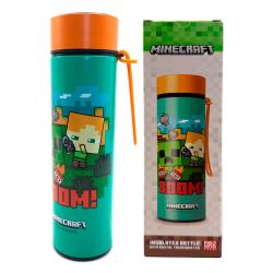 Botella acero inoxidable termo Minecraft termometro 450ml