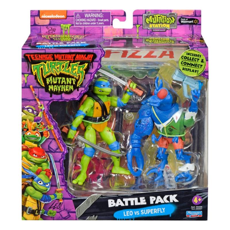 Las Tortugas Ninja Figuras Leonardo vs. Super Fly 11 cm