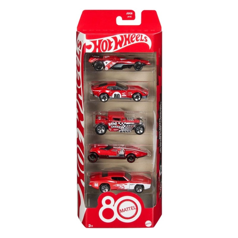 Hot Wheels Pack de 5 Vehículos Die-Cast 1/64 80th Anniversary