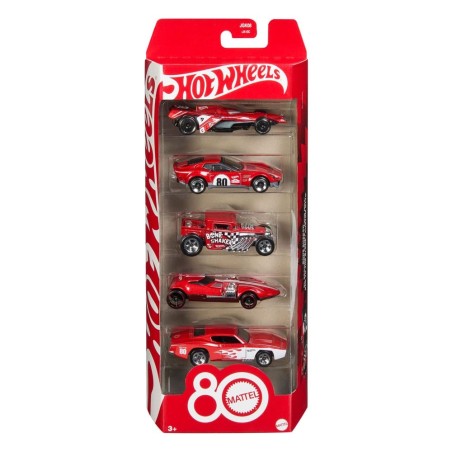 Hot Wheels Pack de 5 Vehículos Die-Cast 1/64 80th Anniversary