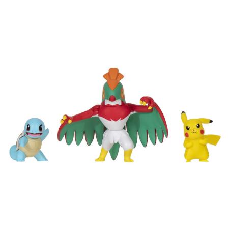 Pokémon Figura Select Battle Pikachu, Squirtle, Hawlucha 7,5 cm