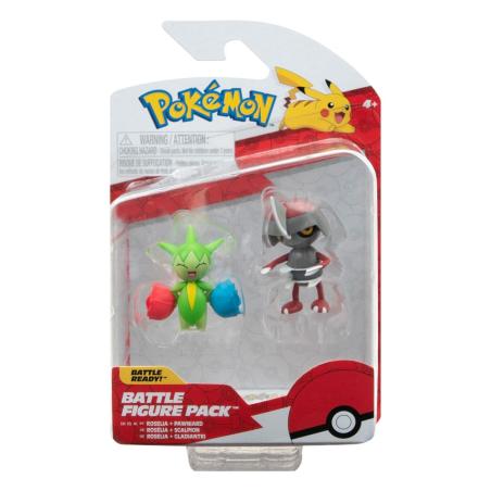 Pokémon Pack de 2 Minifiguras Battle Figure Pack Cuchilla de Pawniard, Roselia 5 cm