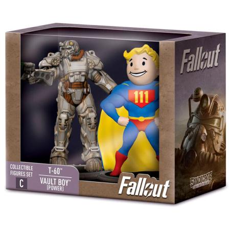 Set 2 figuras T-60 &#38; Vaoult Boy Power Fallout 7cm