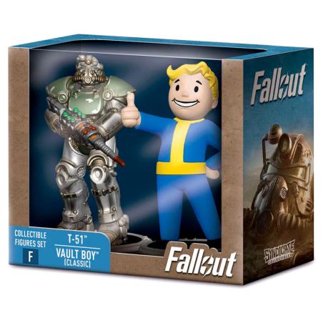 Set 2 figuras T-51 &#38; Vault Boy Classic Fallout 7cm