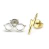 Pendientes Lightning Bolt & Glasses Harry Potter plata baño oro