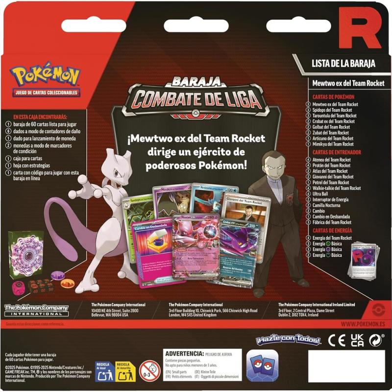 Blister cartas League Battle Deck Team Rockets Mewtwo Ex Pokemon español