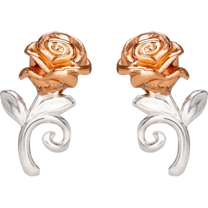 Pendientes Rosa La Bella y la Bestia Disney plata
