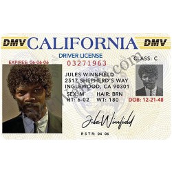 Pulp Fiction Jules Winnfield Licencia de conducir