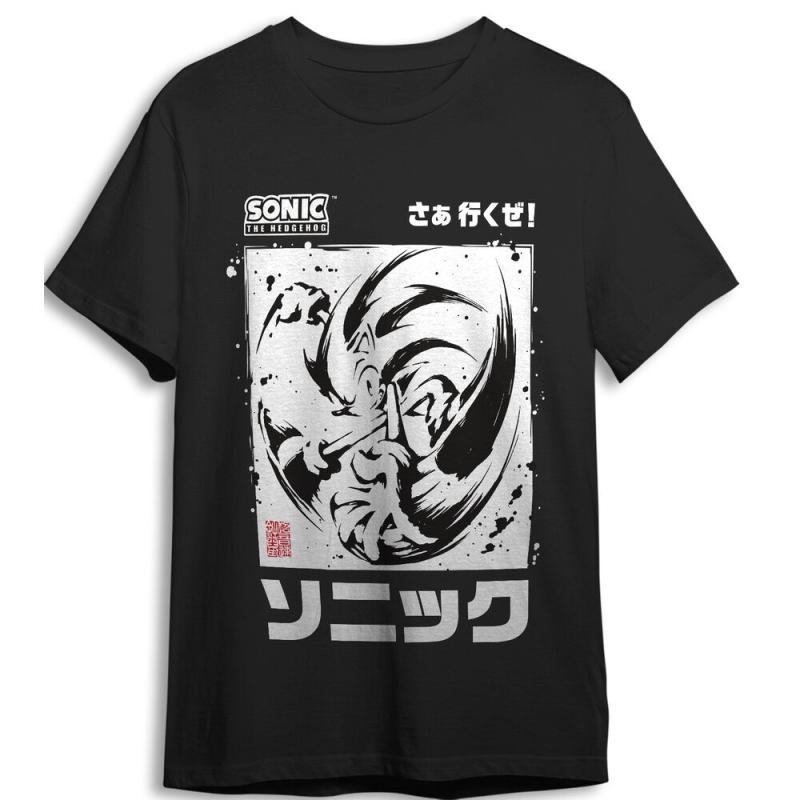 Camiseta Black Brush Sonic the Hedgehog adulto