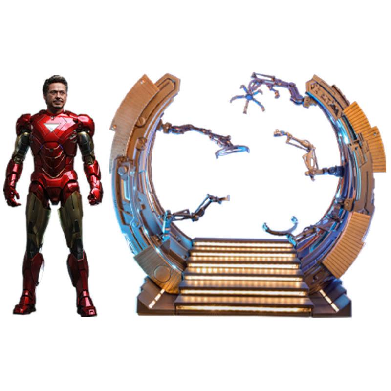 Marvel Los Vengadores Figura Movie Masterpiece Diecast 1/6 Iron Man Mark VI (2.0) with Suit-Up Gantry 32 cm