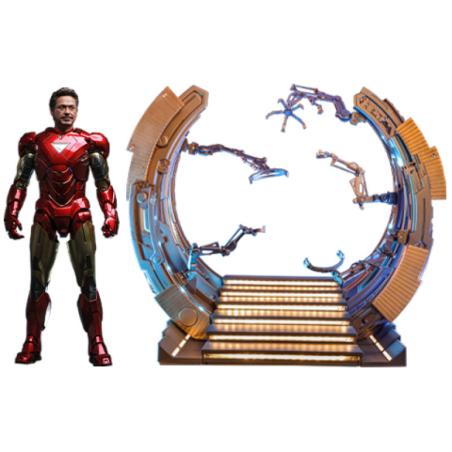 Marvel Los Vengadores Figura Movie Masterpiece Diecast 1/6 Iron Man Mark VI (2.0) with Suit-Up Gantry 32 cm