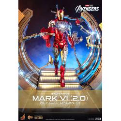 Marvel Los Vengadores Figura Movie Masterpiece Diecast 1/6 Iron Man Mark VI (2.0) with Suit-Up Gantry 32 cm