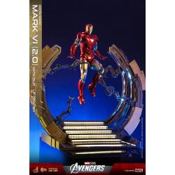 Marvel Los Vengadores Figura Movie Masterpiece Diecast 1/6 Iron Man Mark VI (2.0) with Suit-Up Gantry 32 cm