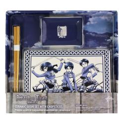 Attack on Titan Platos y palillos de sushi de cerámica
