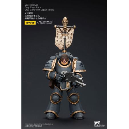 Warhammer The Horus Heresy Figura 1/18 Space Wolves Grey Slayer Pack Grey Slayer With Legion Vexilla 12 cm