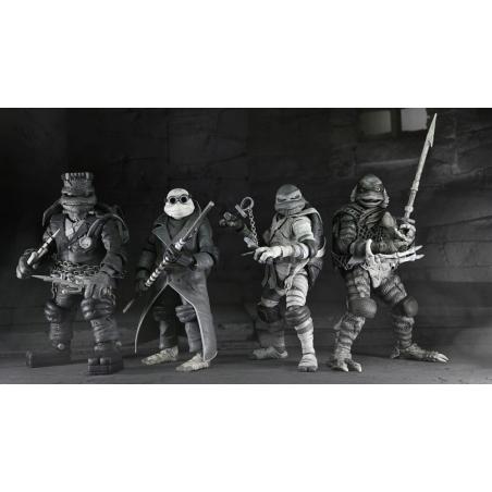 Universal Monsters x Teenage Mutant Ninja Turtles pack de 4 Figuras Turtles Black & White 18 cm